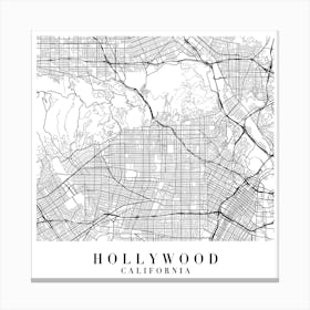 Hollywood California Street Map Minimal Square Canvas Print