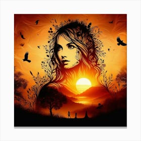 Woman At Sunrise Canvas Print