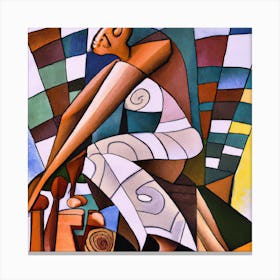 Cubist painting depicting: Person Rising Above of a Sea of Doubt, Fear and Chaos 3 Canvas Print