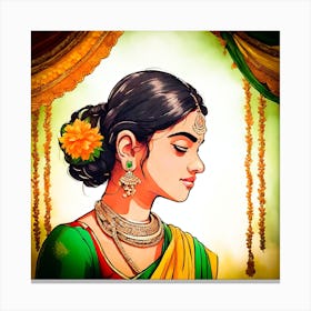 Indian Woman In Sari Canvas Print