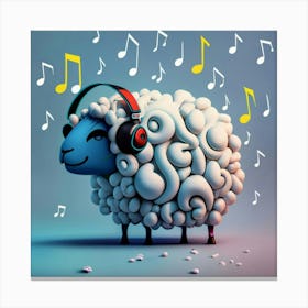 Sheep With Music Notes Canvas Print