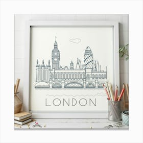 London Map Minimal Line Art Print Painting Canvas Print