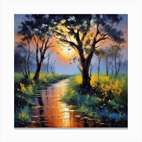 Sunset In The Woods Canvas Print