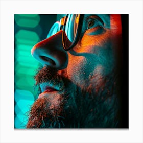 Man With Glasses In The Night Canvas Print