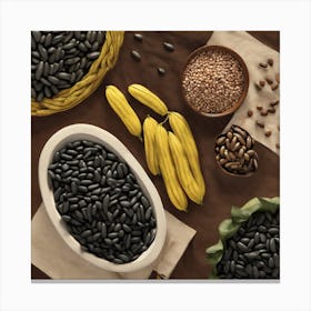 Black Beans And Seeds Canvas Print