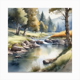 Watercolor Of A River 12 Canvas Print