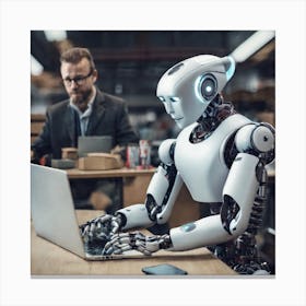 Robot In A Factory Canvas Print