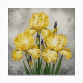 Golden Elegance Intricate Yellow Irises Against A Muted Backdrop (4) Canvas Print