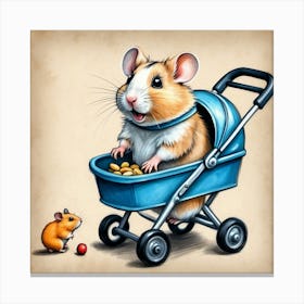 Hamster In A Stroller 1 Canvas Print