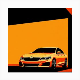 Orange Skoda Sedan Canvas Print