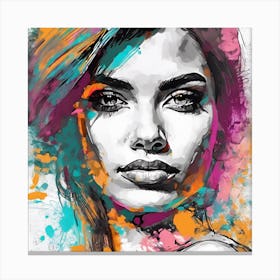 Girl With Paint Splatters Canvas Print