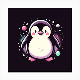 Penguin In Space Canvas Print