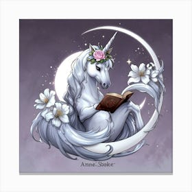 Unicorn Reading A Book 1 Canvas Print