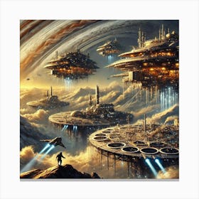 A Sci Fi Depiction Of The Early Settlements On Jup Canvas Print