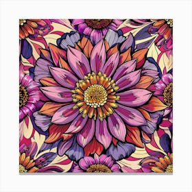 Seamless Pattern With Colorful Flowers Canvas Print