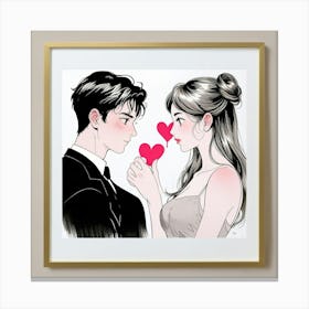 Couple With Hearts Canvas Print