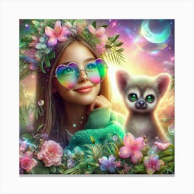 Little Girl With A Kitty Canvas Print