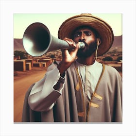African Man Blowing Horn Canvas Print