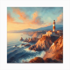 Sunset At The Lighthouse 1 Canvas Print