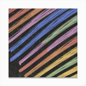 Black Paper Thick Pastel Crayon Lines In Differ Canvas Print