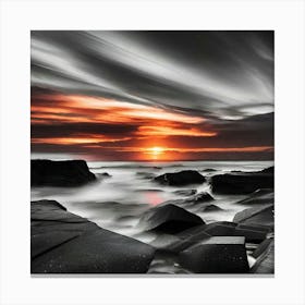 Sunset Over Rocks Canvas Print