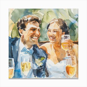 Thatworksmedia Watercolor Wedding Reception Toast Canvas Print