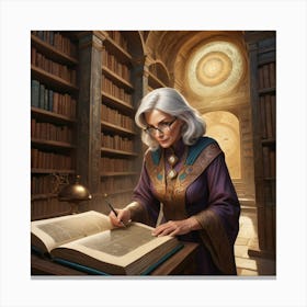 The Elderly Lady Librarian 023 Canvas Print