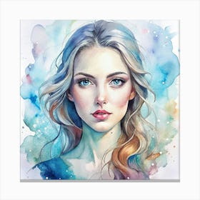 Watercolor Of A Girl 1 Canvas Print