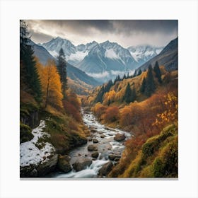 Autumn Landscape Panorama Tatra Mountains Embracing The Gentle Hues Of Fall Trees Awash With Orang (1) Canvas Print