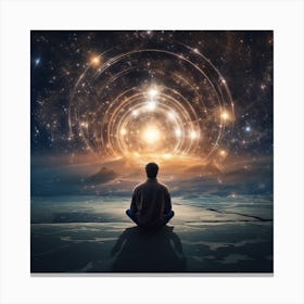 Man Meditating In Space Canvas Print