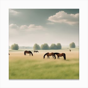 Field Landscape With Horses On It (19) Canvas Print