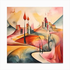 Mystic Italian Horizons: Abstract Oil Poetry Canvas Print