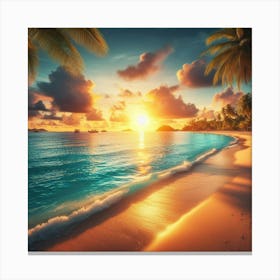 Sunset On The Beach Canvas Print