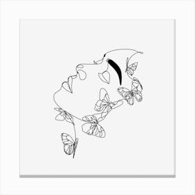 Butterfly Surreal Woman Face line art Canvas Print