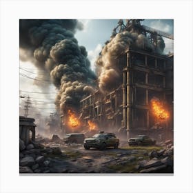 City In Flames Canvas Print