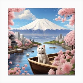 Cat In A Boat 3 Canvas Print