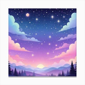 Sky With Twinkling Stars In Pastel Colors Square Composition 188 Canvas Print