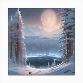 Winter Forest With Visible Horizon And Stars From Above Professional Ominous Concept Art By Artge (1) Canvas Print