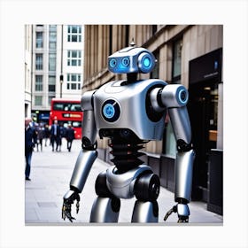 Robot On The Street 20 Canvas Print