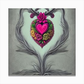 Human Heart Half Of Which Is Flowers Spring 1 Canvas Print