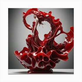 Red Sculpture Of A Woman Canvas Print