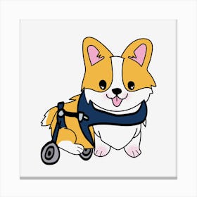 Puppy Cartoon Corgi Canvas Print