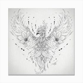 Phoenix with Flowers Canvas Print