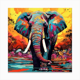 Elephant In The Water 1 Canvas Print