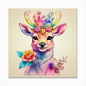 Deer With A Crown Canvas Print