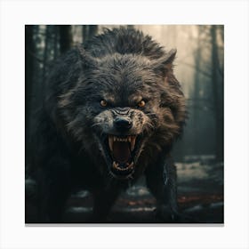 Wolf In The Woods 6 Canvas Print