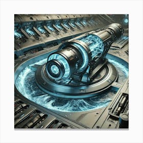 Cascade Sovereignty Scifi Aqua Bastion Cannon Canvas Print