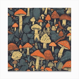 Seamless Pattern With Mushrooms 3 Canvas Print