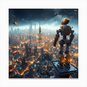 Robot In The City Canvas Print