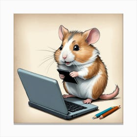 Hamster On A Laptop 6 Canvas Print